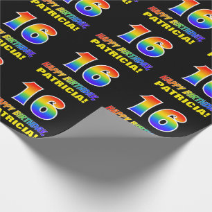 Papel De Regalo 16º cumpleaños: Negrita, divertido, simple, arco