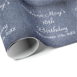 Papel De Regalo 16.º cumpleaños Purpurinoso Espuma Personalizado D