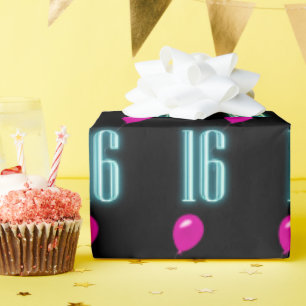 Papel De Regalo 16.º Rótulo neón con globo