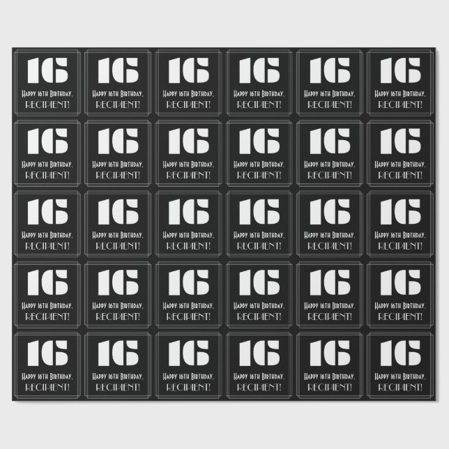 Papel De Regalo 16 Aniversario del nacimiento: Aspecto inspirado p (Superficie plana)