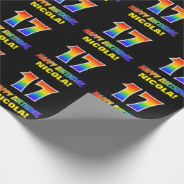 Papel De Regalo 17.º cumpleaños: audaz, divertido, simple, arcoiri