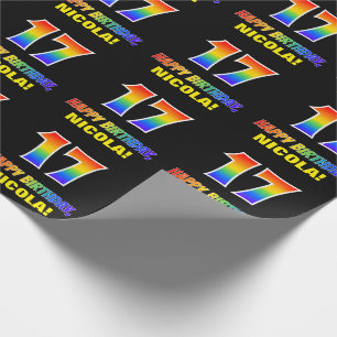 Papel De Regalo 17.º cumpleaños: audaz, divertido, simple, arcoiri