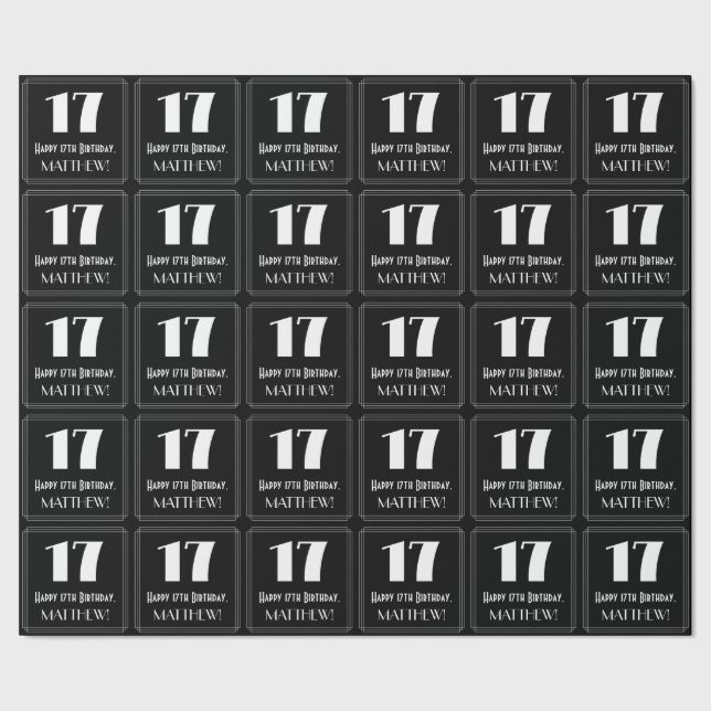 Papel De Regalo 17 Aniversario - Aspecto inspirado en el Art Deco  (Costura)