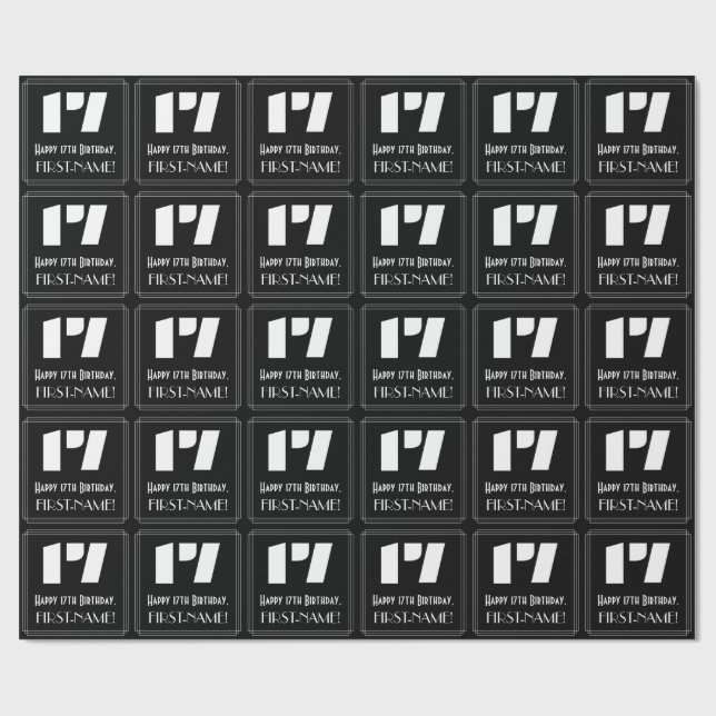 Papel De Regalo 17 Aniversario del nacimiento: Aspecto inspirado p (Superficie plana)