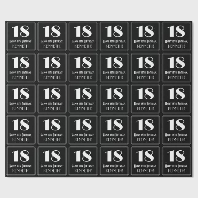 Papel De Regalo 18 Aniversario - Aspecto inspirado en el Art Deco  (Superficie plana)