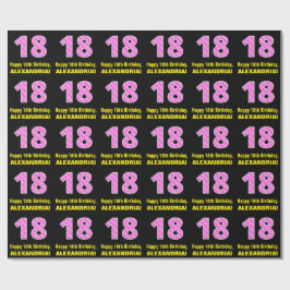 Papel De Regalo 18 Aniversario: Tiras y corazones rosados "18" + N