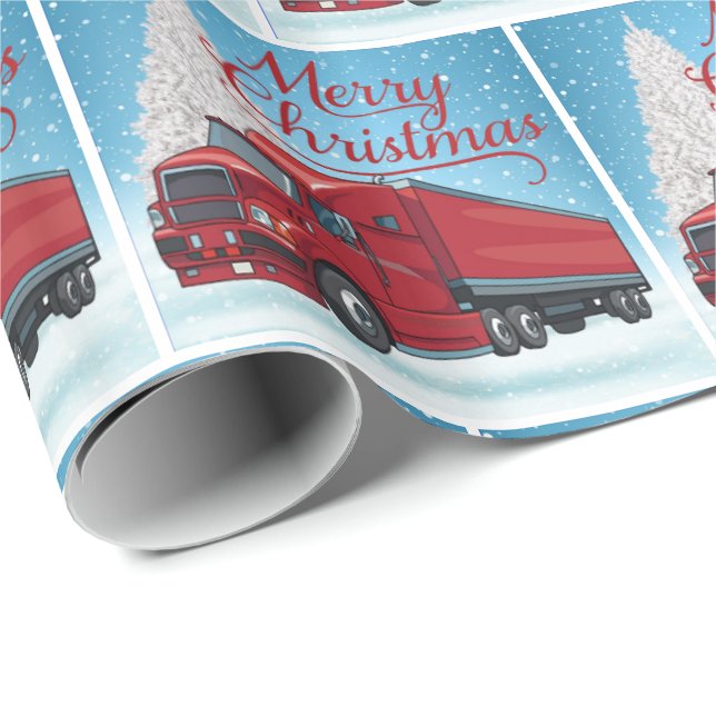 Papel De Regalo 18 Navidades De Camión Y Remolque (Esquina del rollo)