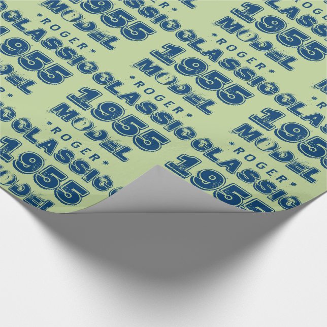 Papel De Regalo 1955 60º cumpleaños MODELO CLÁSICO Verde J60 (Esquina)