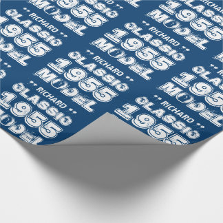 Papel De Regalo 1955 A1 azules del 60.os cumpleaños y blancos