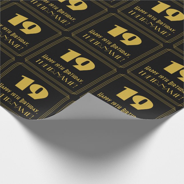 Papel De Regalo 19 Aniversario - Aspecto inspirado en el Art Deco  (Esquina)