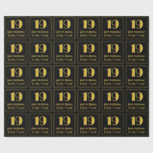 Papel De Regalo 19 cumpleaños ~ Art Deco Inspirado look "19", nomb