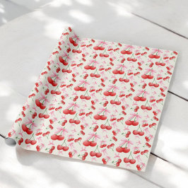 Papel De Regalo 1.ᵉʳ cumpleaños Coquette Cherries dobla letras de 