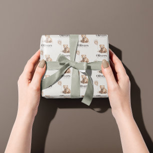 Papel De Regalo 1.ᵉʳ cumpleaños Wild One oso moderno elegante