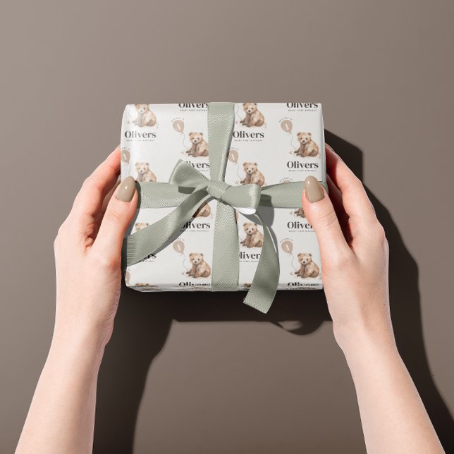 Papel De Regalo 1.ᵉʳ cumpleaños Wild One oso moderno elegante (Subido por el creador)