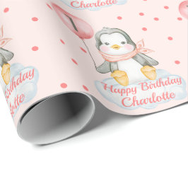 Papel De Regalo 1.ᵉʳ Nacimiento Pingüino Rosa