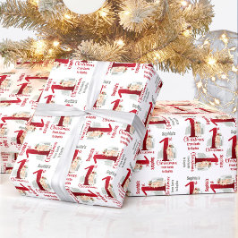 Papel De Regalo 1.ᵉʳ Navidades Nombra de ciervo Niña Red Número Un