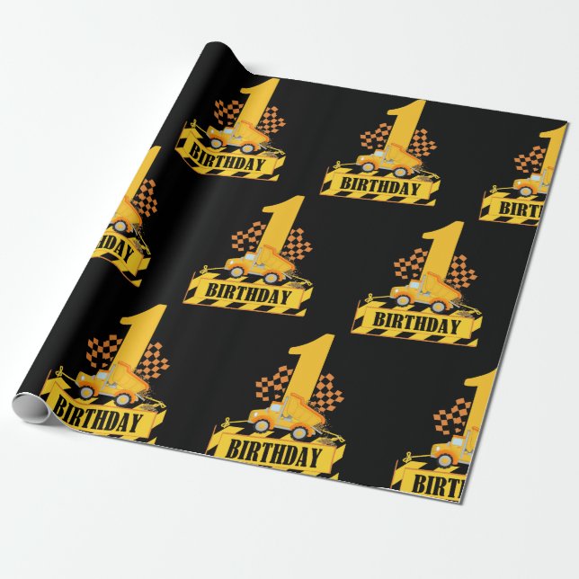 Papel De Regalo 1.ᵉʳ tema de la construcción de un niño de cumplea (Desenrollado)