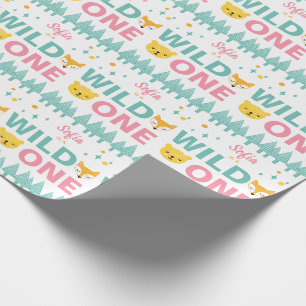 Papel De Regalo 1r Chicas rosados de los animales salvajes de un