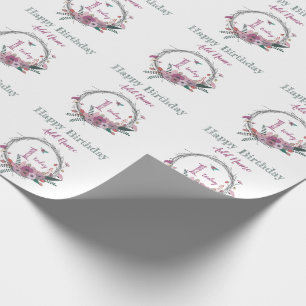 Papel De Regalo 1r Guirnalda de la flor del cumpleaños