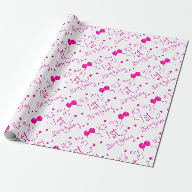Papel De Regalo 1r tema del chica del cumpleaños (Desenrollado)