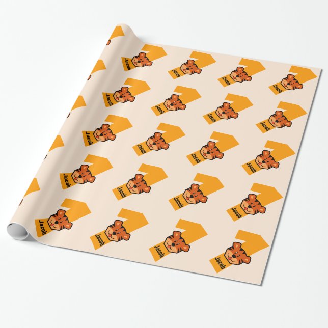 Papel De Regalo 1r TIGRE del cumpleaños un año (Desenrollado)