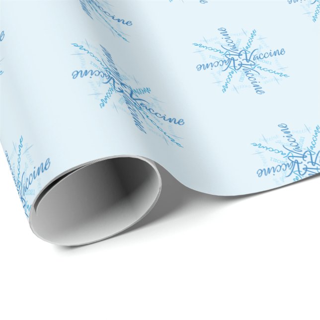 Papel De Regalo 2021 Vacuna Coronavirus Navidades de copos de niev (Esquina del rollo)