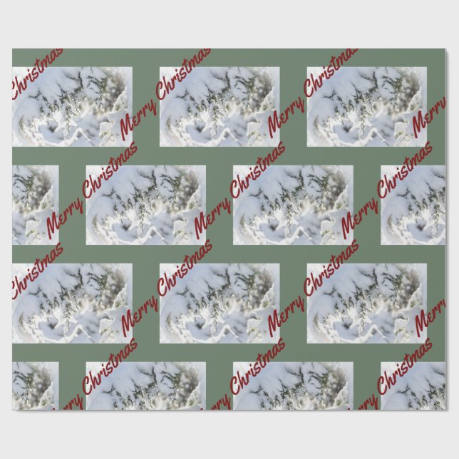 Papel De Regalo 2025 Christmas Wrapping Paper:  Snow on Evergreen (Superficie plana)