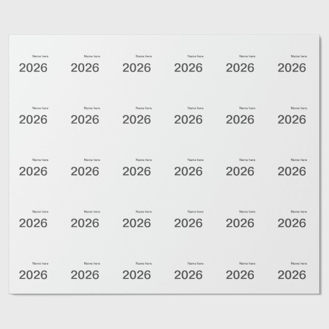 Papel De Regalo 2026 2027 2028 name title here year bold letter  (Superficie plana)