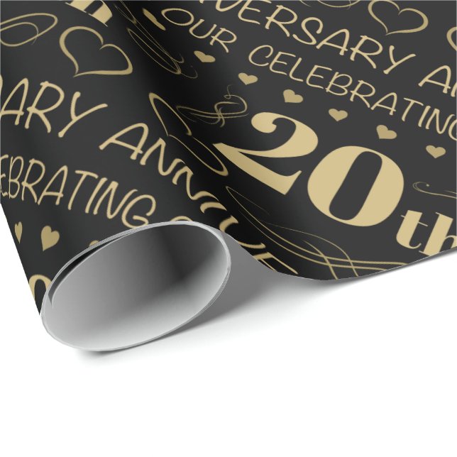 Papel De Regalo 20.º Aniversario Boda (Esquina del rollo)