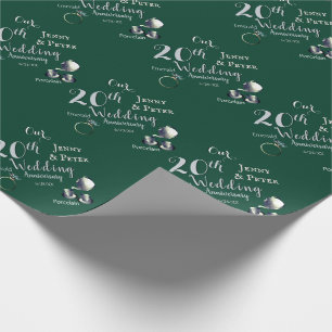Papel De Regalo 20° aniversario de Boda de porcelana esmeralda