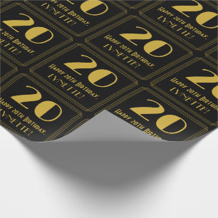 Papel De Regalo 20 cumpleaños ~ Art Deco Inspirado look "20", nom
