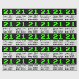 Papel De Regalo 21º cumpleaños - Nerdy / Geeky Style "21" y nombre