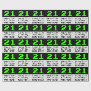 Papel De Regalo 21º cumpleaños - Nerdy / Geeky Style "21" y nombre