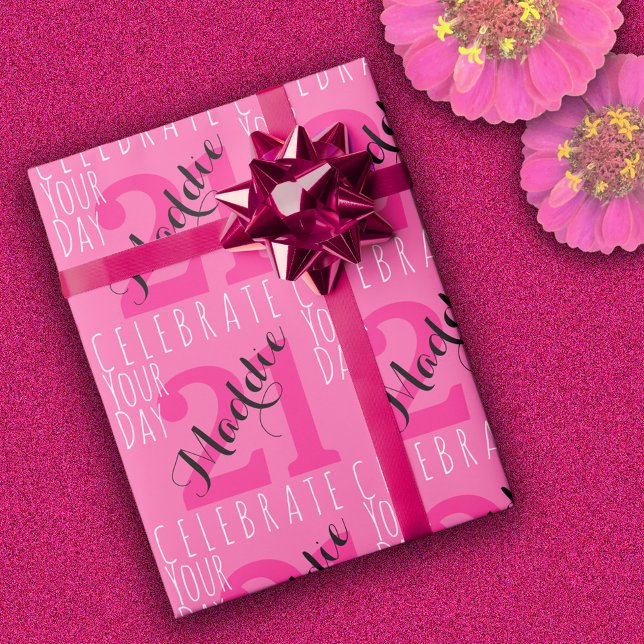 Papel De Regalo 21.ª tipografía rosa moderna (Subido por el creador)