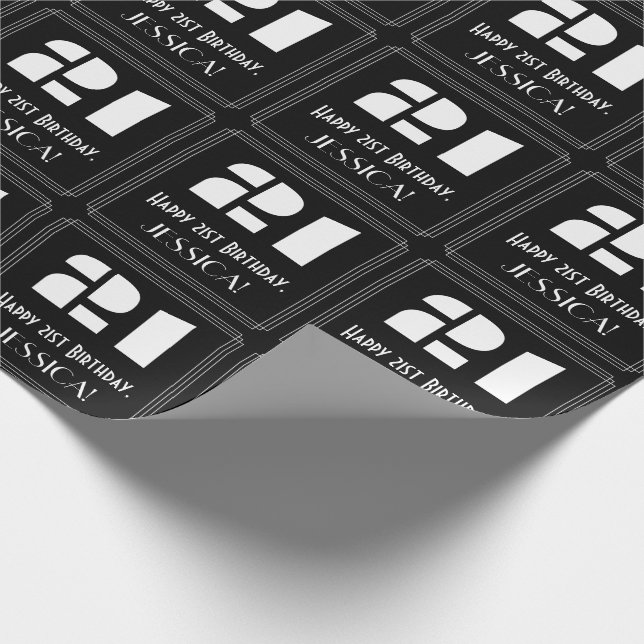 Papel De Regalo 21 Aniversario: Aspecto inspirado en el Art Deco " (Esquina)
