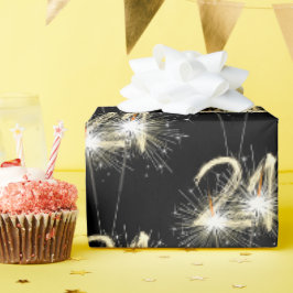 Papel De Regalo 21° cumpleaños esparklers en negro