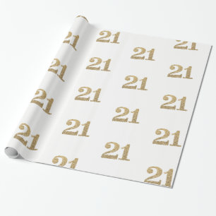 Papel De Regalo 21 PURPURINA ORO NÚMERO glamuroso cumpleaños brill