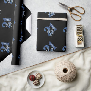 Papel De Regalo 21 y legal   Blue Faux Purpurina 21º cumpleaños