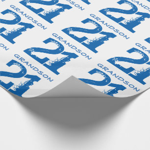 Papel De Regalo 21ro Cumpleaños para un nieto, texto azul en