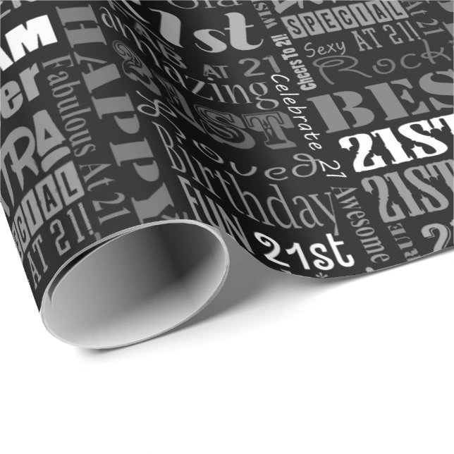 Papel De Regalo 21ro monograma personalizado de la fiesta de (Esquina del rollo)