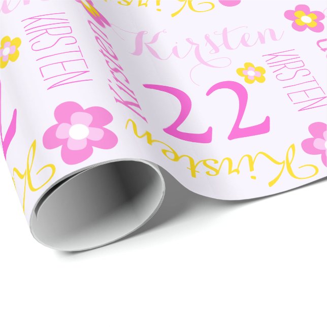 Papel De Regalo 22do abrigo personalizado flor del cumpleaños de (Esquina del rollo)