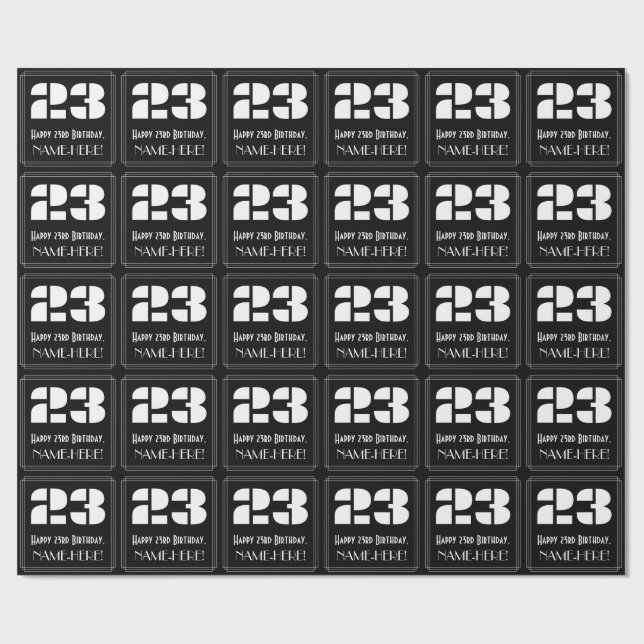 Papel De Regalo 23 Aniversario: Aspecto inspirado en el Art Deco " (Superficie plana)