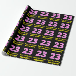 Papel De Regalo 23 Aniversario: Corazones y franjas rosadas "23" +