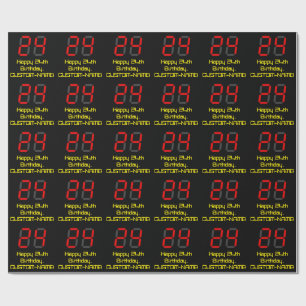 Papel De Regalo 24º cumpleaños: Red Digital Clock Style "24" + Nom
