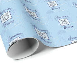 Papel De Regalo 25º Aniversario en Azul y Plata
