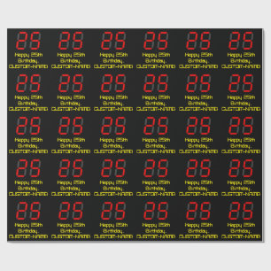 Papel De Regalo 25º cumpleaños: Red Digital Clock Style "25" + Nom