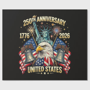 Papel De Regalo 250 años aniversario americano 1776-2026 bandera d