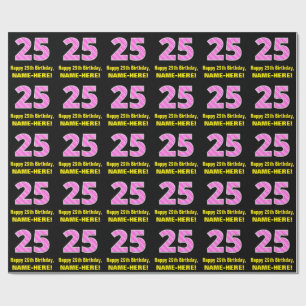 Papel De Regalo 25 Aniversario: Bandas y corazones rosados "25" + 