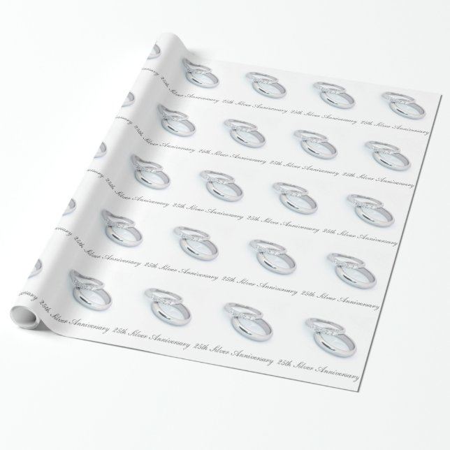 Papel De Regalo 25° Aniversario del Boda de Plata (Desenrollado)