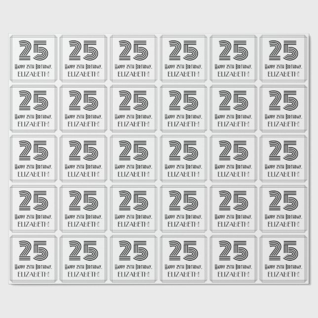 Papel De Regalo 25 Aniversario: Estilo inspirado en el Art Deco "2 (Superficie plana)